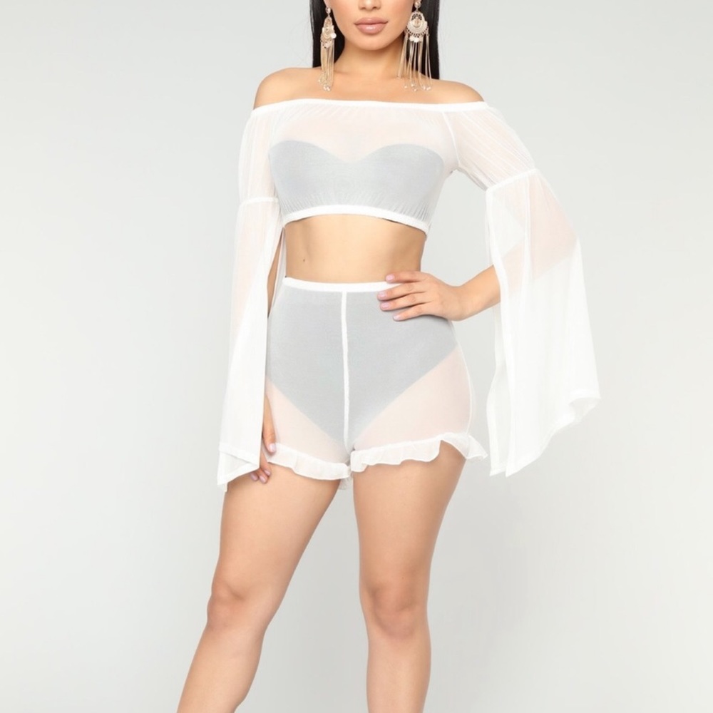 Fashion Nova Simply Sweet Cover Up Set -Off White